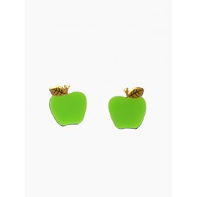 Серьги-гвоздики Яблочки зеленые
