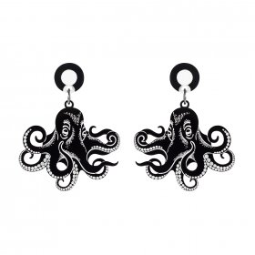 Серьги Graphic Octopus Black